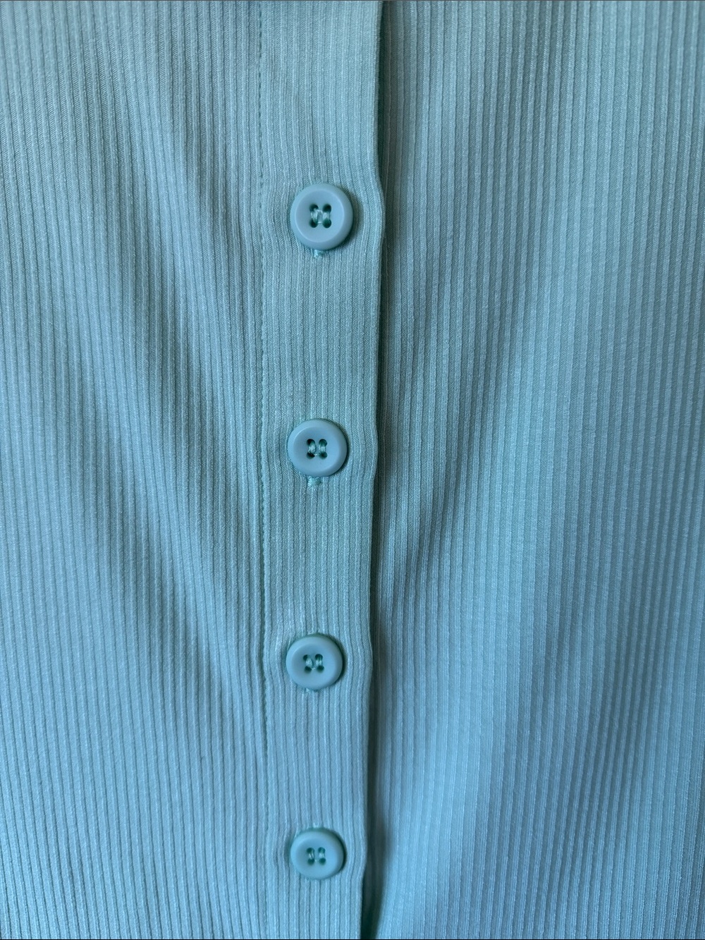 RIHOAS Mint Ribbed Button-Front Short Sleeve Top - Picture 4 of 6